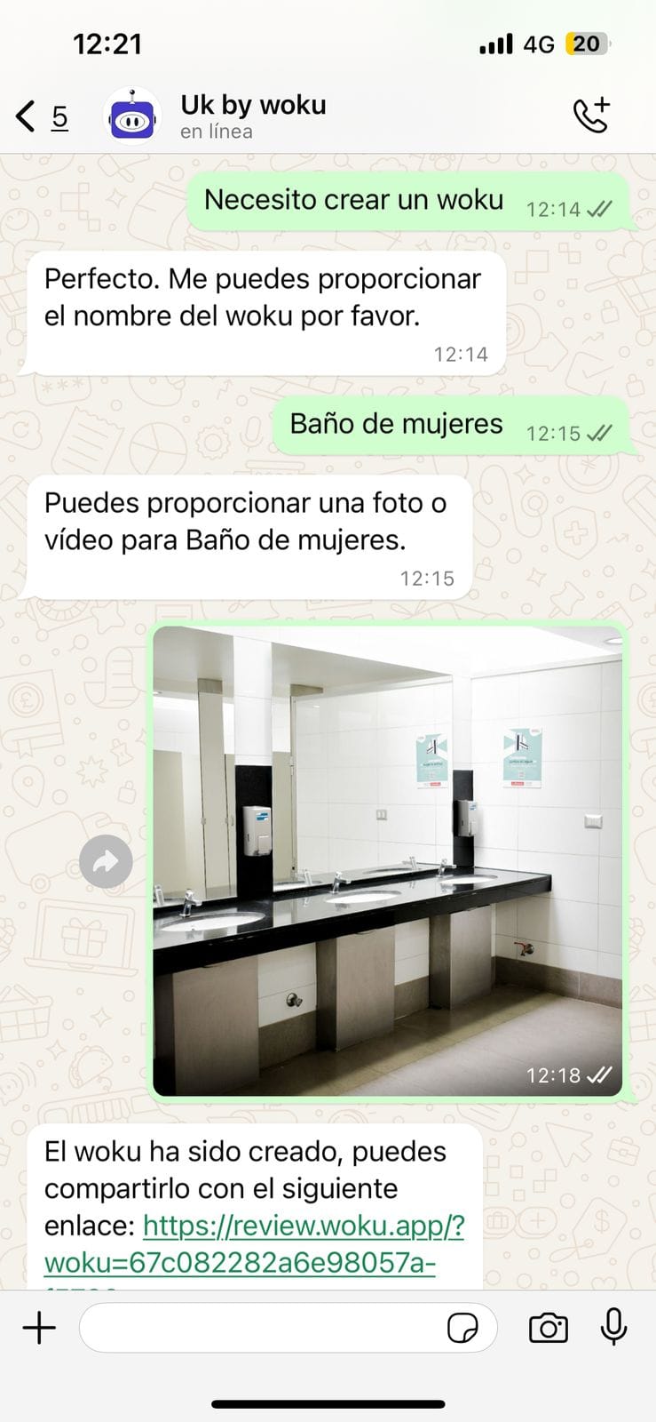 Image of the first woku created by WhatsApp.