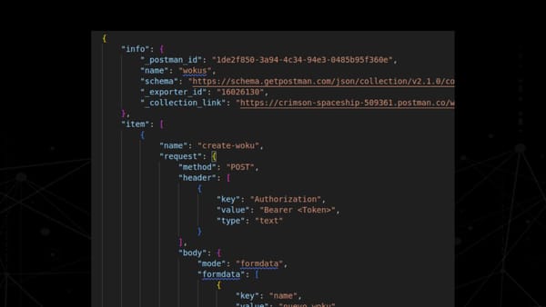 Foto de portada del post, mostrando un json de documentación de la API de woku.